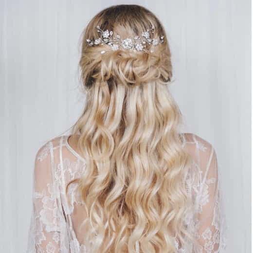 Half Wavy updo hairstyle for wedding