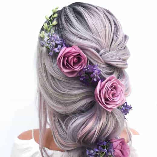 Romantic Flower Braid hairstyle for prom night