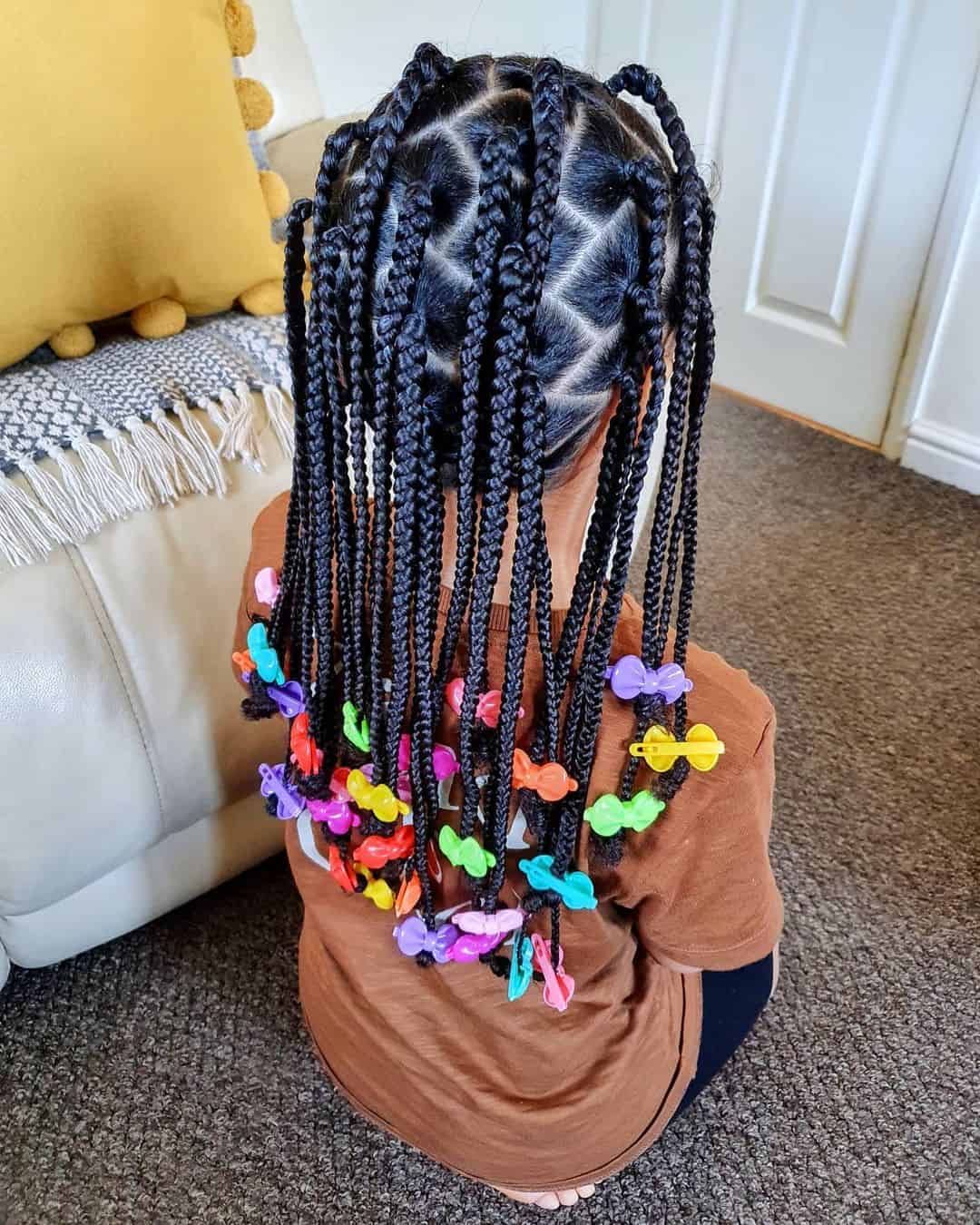 Zigzag braids with barrettes