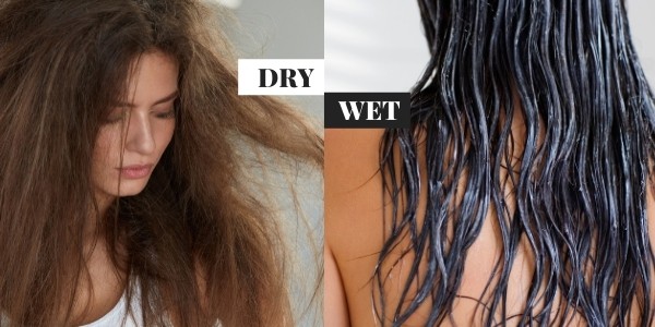 dry and wet hair