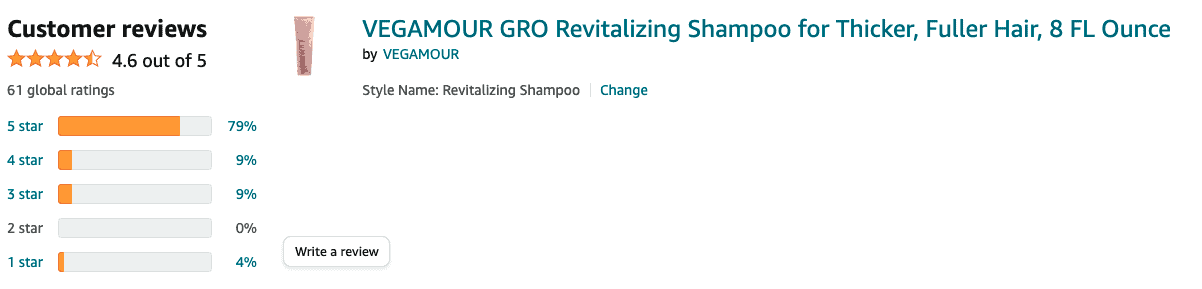 customer review of vegamour hair mask