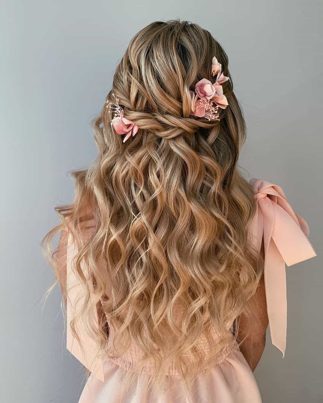 hairstyle for curly hair with accessories 