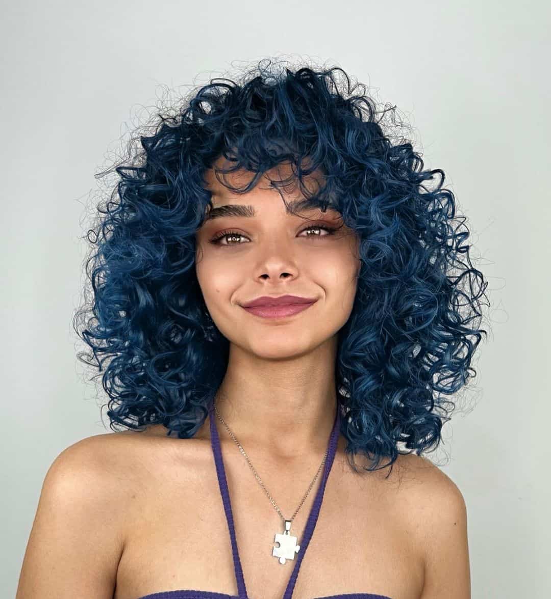 blue color 3a curly hair