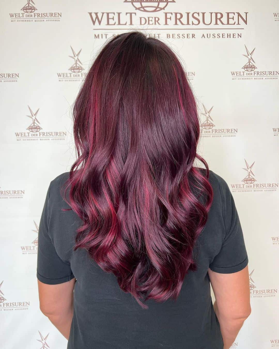 mullet wine color hair 