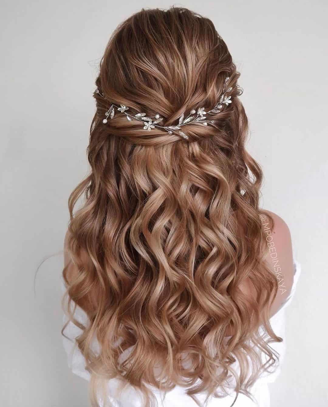 hairstyle with hair vine tiara