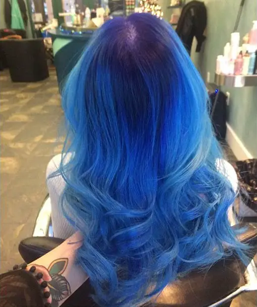 Bold Blue Gradient hair color