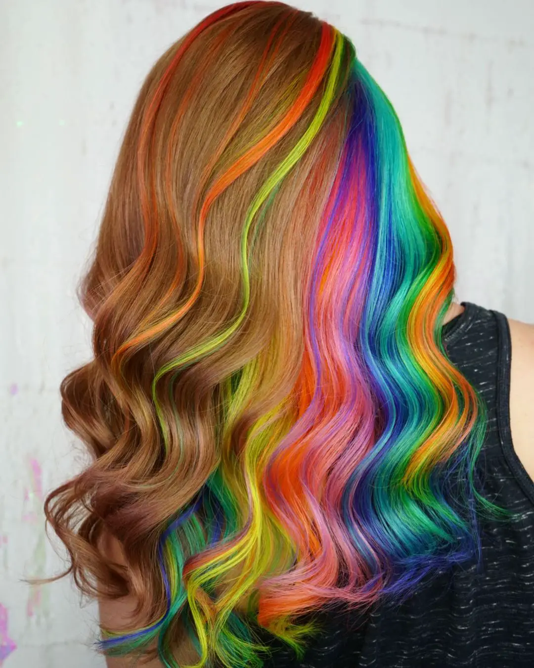 Vibrant Rainbow Illusion  hair color