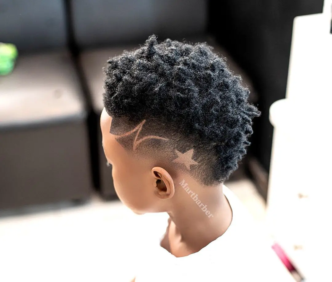 Curly Mohawk with Design