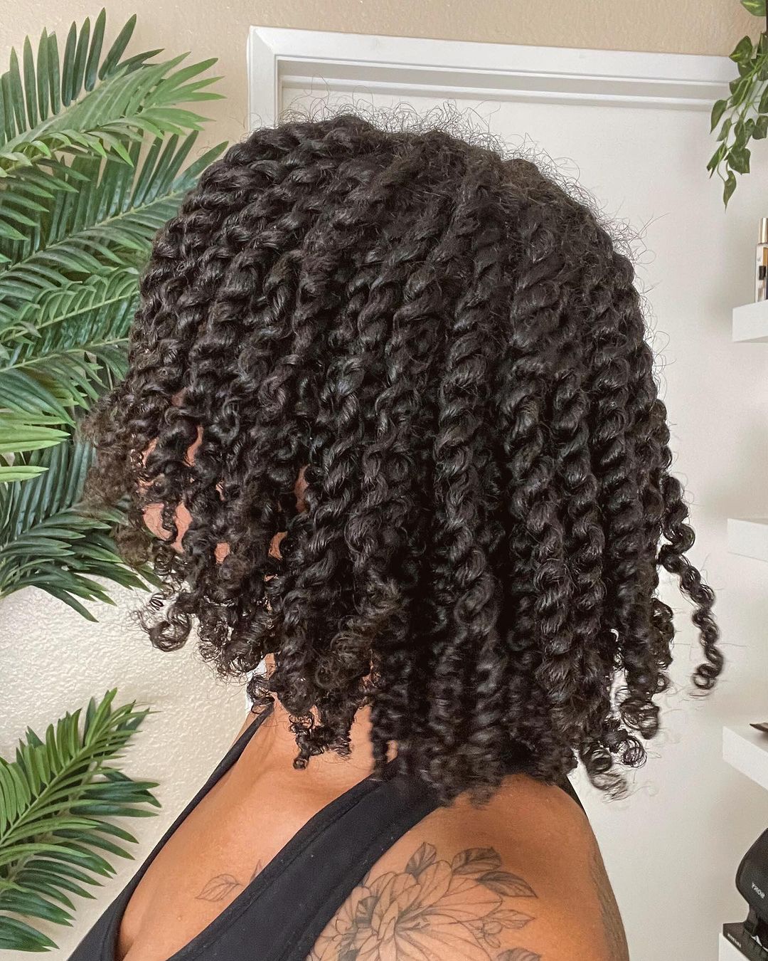 Two strand twists curls in bob thick hair