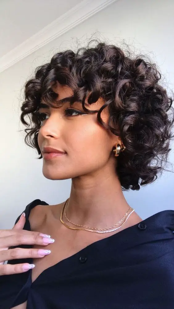 Side Swept Curly Bangs